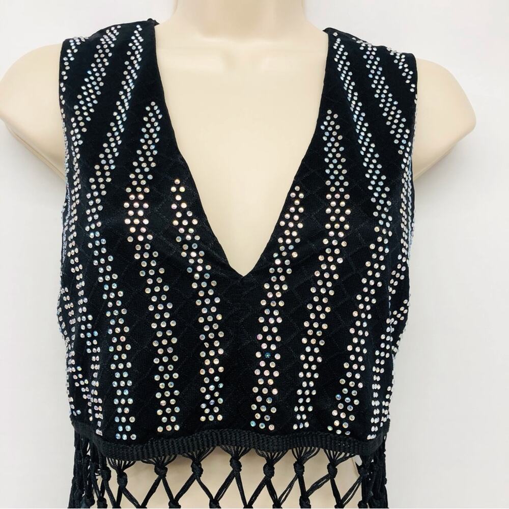 Banjul Black Rainbow Bling Fringe Top - Picture 4 of 16
